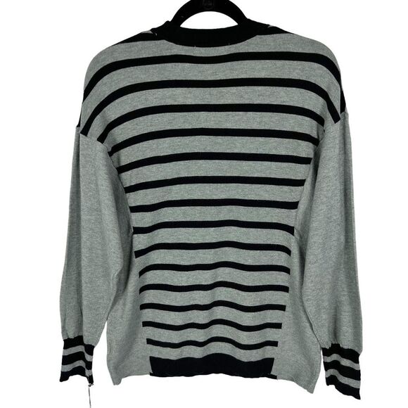NEW Liz Claiborne Striped Heather Gray Lightweight Pullover Sweater Women Large - Picture 2 of 8
